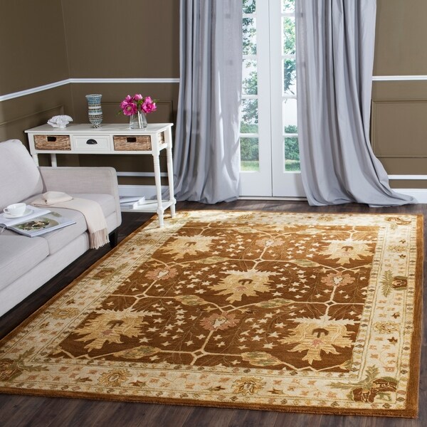 Safavieh Handmade Antiquity Brown/ Beige Wool Rug - 7'6 x 9'6