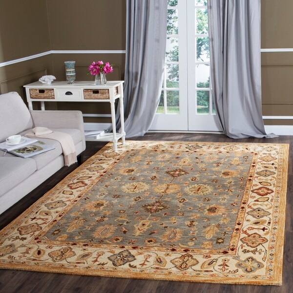 Safavieh Handmade Antiquity Blue/ Ivory Wool Rug - 7'6 x 9'6