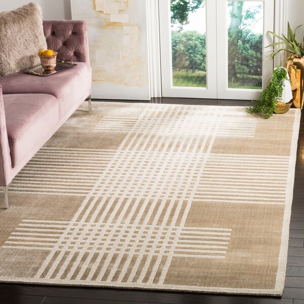 Safavieh Handmade Mirage Modern Beige Banana Art Silk Rug - 8' x 10'