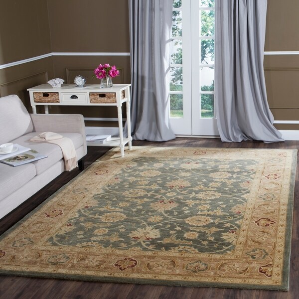 Safavieh Handmade Antiquity Teal Blue/ Taupe Wool Rug - 8'3 x 11'