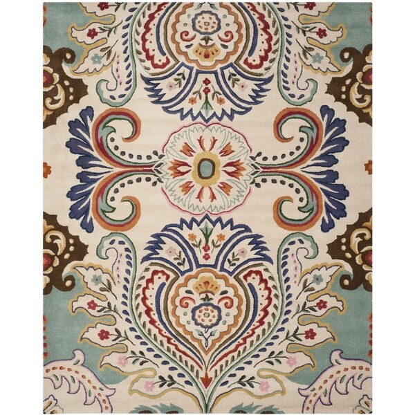 Safavieh Handmade Bella Kenzie Ivory / Blue Wool Rug - 10' x 14'