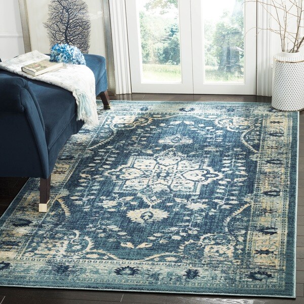 Safavieh Evoke Vintage Oriental Medallion Navy Blue/ Gold Distressed