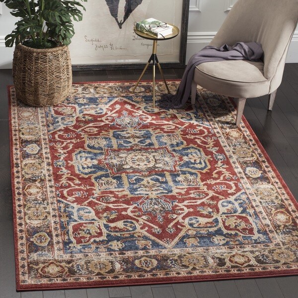 Safavieh Bijar Traditional Oriental Red/ Royal Blue Distressed Rug - 8' x 10'