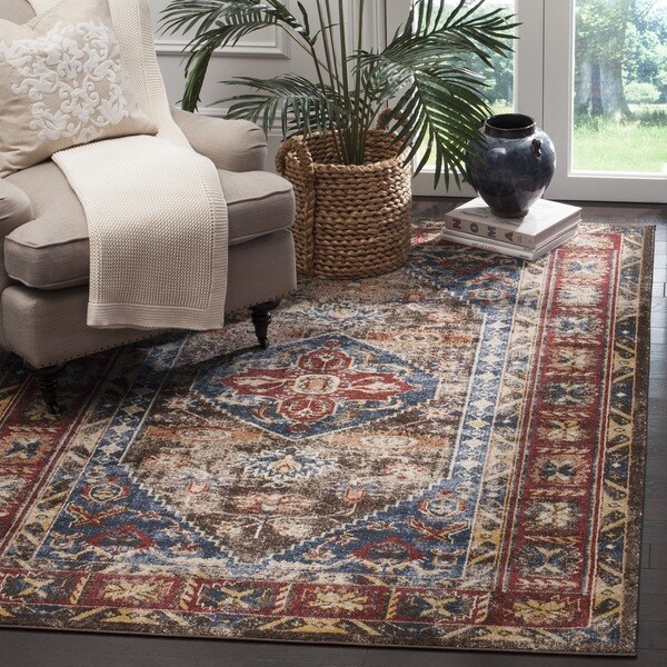 Safavieh Bijar Traditional Oriental Brown/ Royal Blue Distressed Rug - 8' x 10'