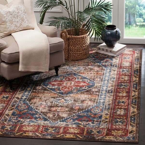 Safavieh Bijar Traditional Oriental Brown/ Royal Blue Distressed Rug - 8' x 10'