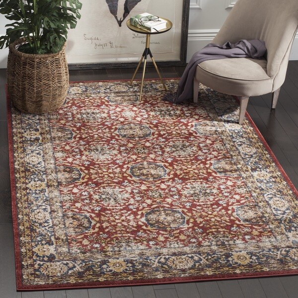 Safavieh Bijar Traditional Oriental Red/ Royal Blue Distressed Rug (9' x 12')