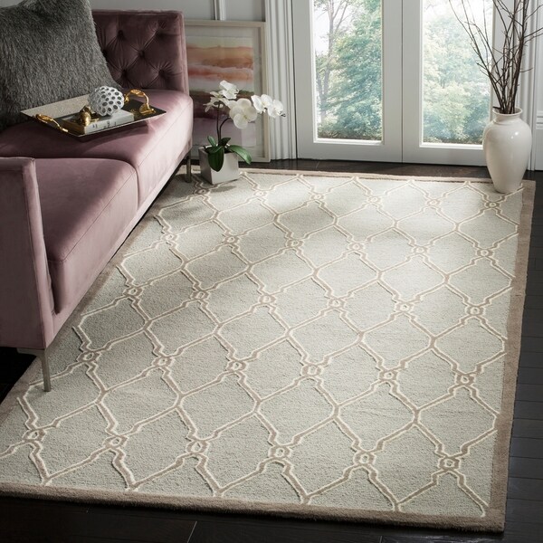 Safavieh Handmade Cambridge Light Grey/ Ivory Wool Rug - 9' x 12'