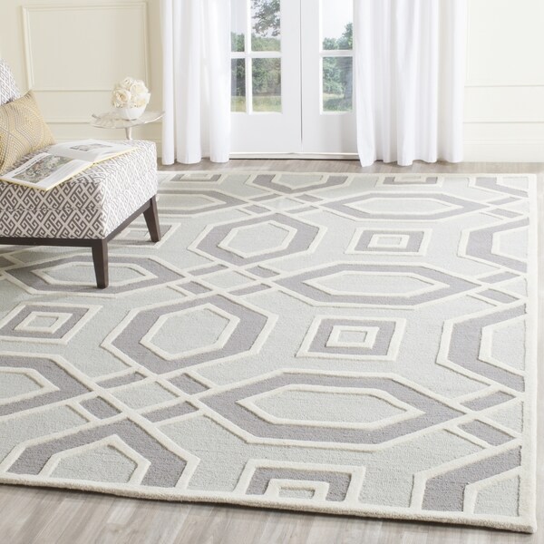 Safavieh Handmade Cambridge Grey/ Ivory Wool Rug (8' x 10')