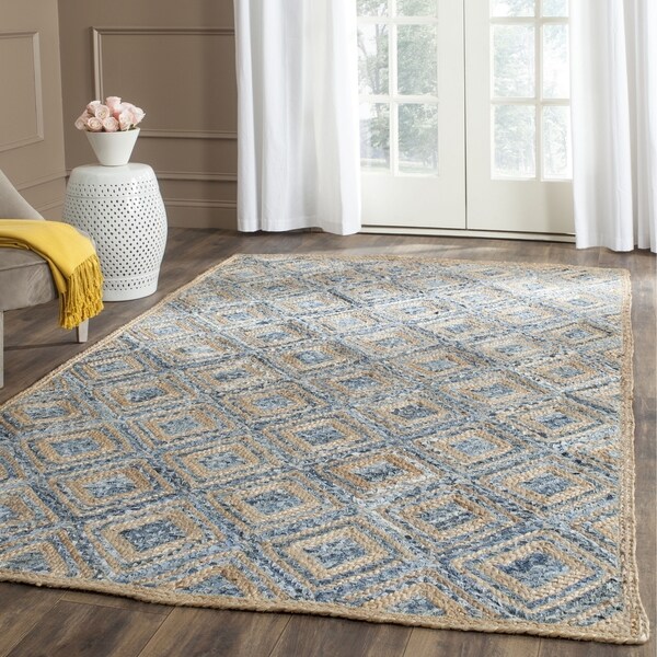 Safavieh Cape Cod Handmade Natural / Blue Jute Natural Fiber Rug - 10' x 14'