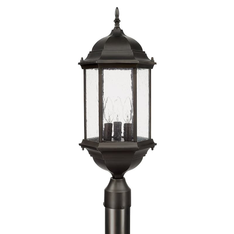 Main Street 3-light Old Bronze Outdoor Post Lantern - Bed Bath & Beyond ...