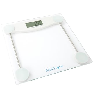 Digital Body Weight Bathroom Scale - Step-On Weighing Machine - Accurate Measurement - Large LCD with Glass Base by Bluestone