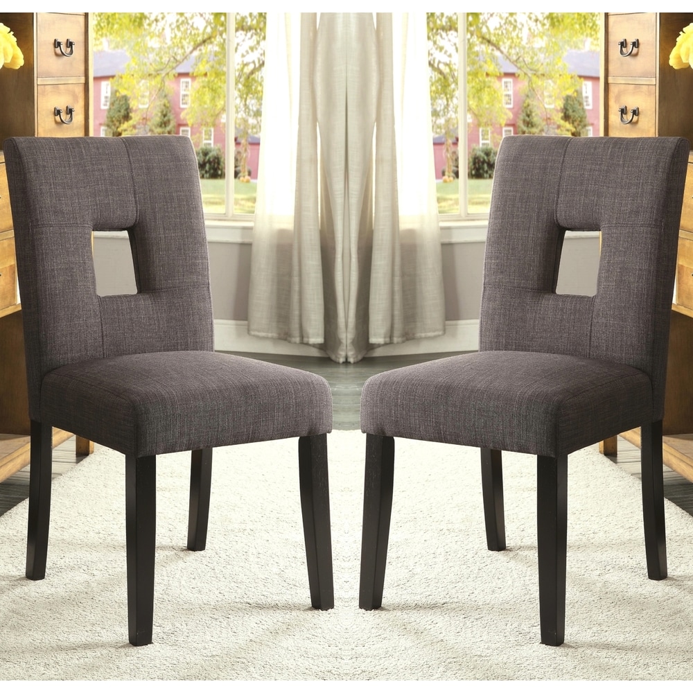 Maldives Open Back Grey Upholstered Parsons Dining Chairs (Set of