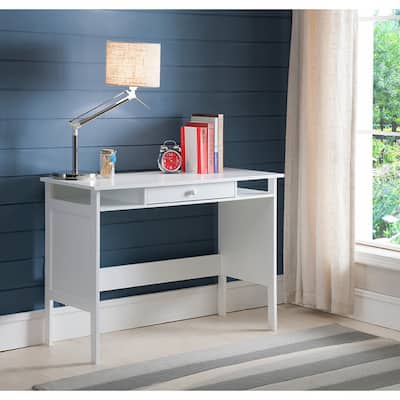 Home & Office Parsons Wood Desk with Drawer, White
