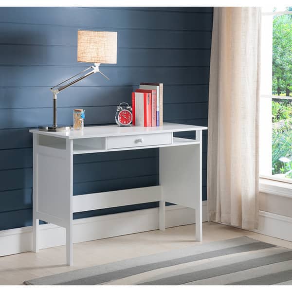 Home & Office Parsons Wood Desk with Drawer, White