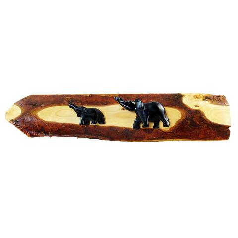 Handmade Plaque Elephant Stone on Bark (Kenya)