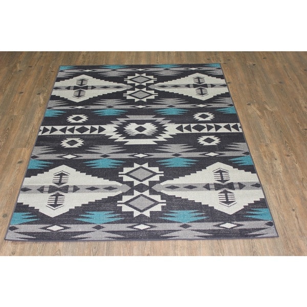 Kilim Turquoise Black Gray Silver Area Rug 53 x 75 a8805a40 dcfb 4f83 b2b4 2c7e0ff8169e_600