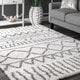 preview thumbnail 1 of 3, The Curated Nomad Delmar Moroccan Trellis White Shag Rug - 7' 10 x 10'