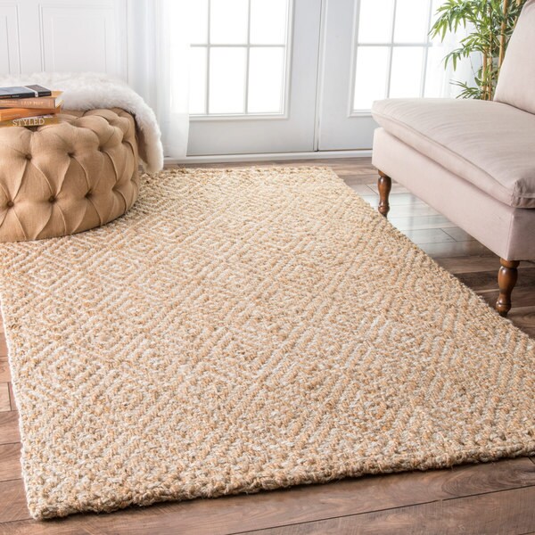 nuLOOM Handmade Eco Natural Fiber Jute Diamond Natural Rug (7'6 x 9'6