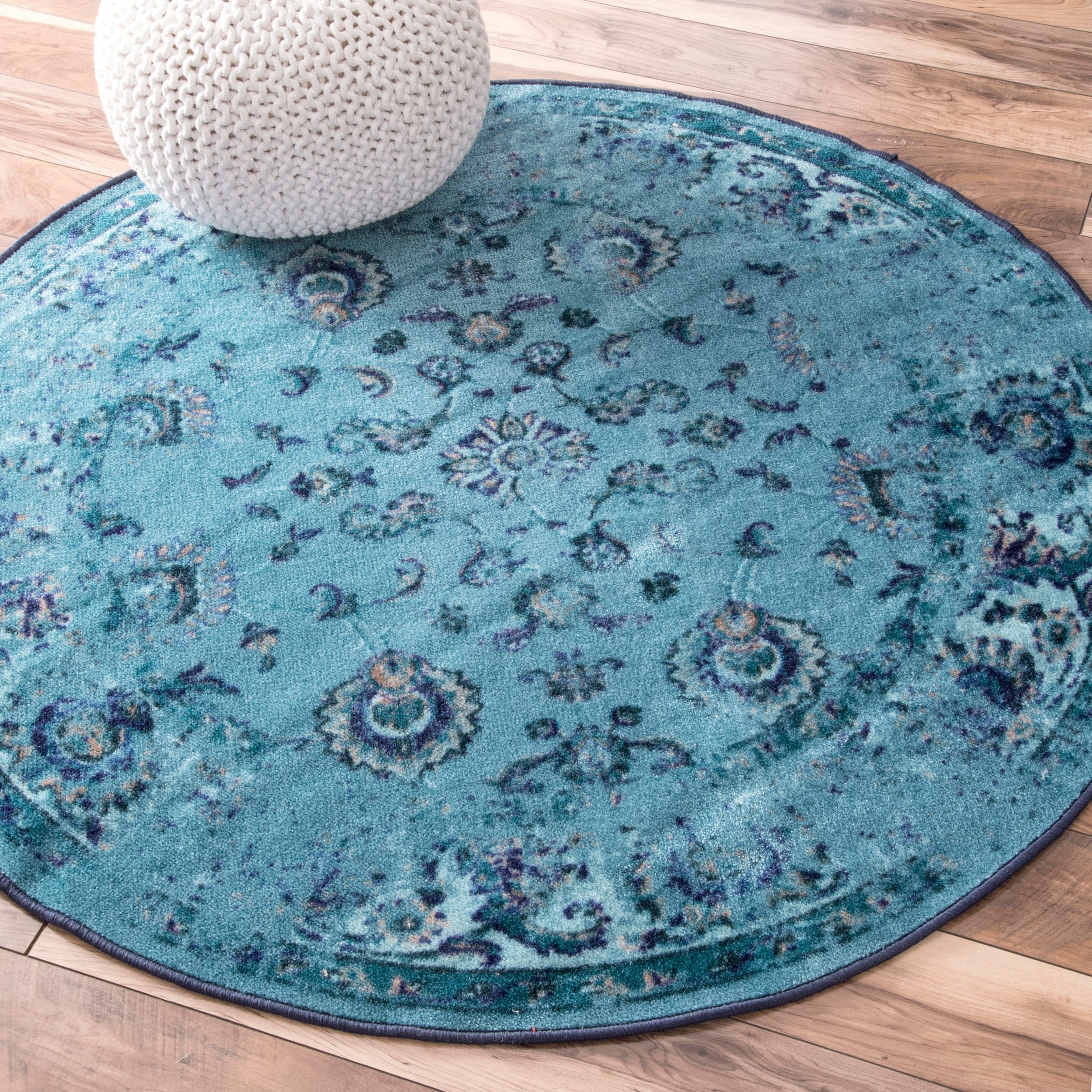 Shop nuLOOM Traditional Vintage Inspired Overdyed Floral Turquoise Rug