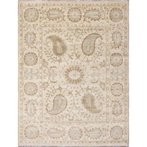Noori Rug Peshawar Milton Ivory/Lt. Green Rug - 7'10 x 10'0. Opens flyout.