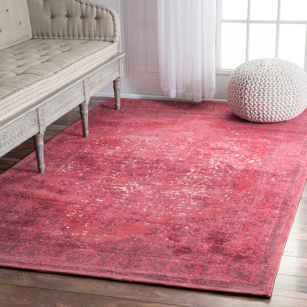 nuLOOM Traditional Medallion Border Red Rug (7'6 x 9'6) Free Shipping
