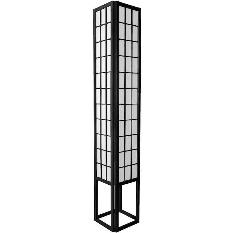 Handmade Windowpane Shoji Floor Lamp - 72"H x 12"W x 12"D - Black