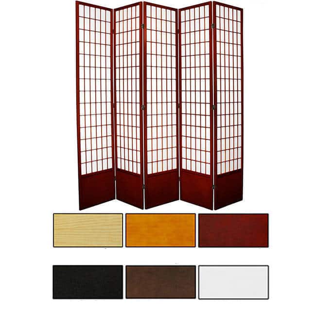 Handmade Wood and Rice Paper Windowpane 84-inch Shoji Screen (China) - 6 Panel Rosewood