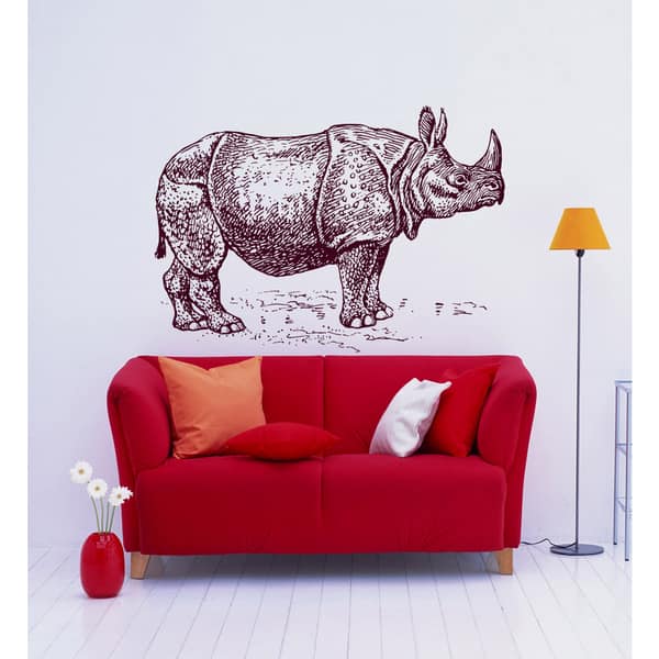 Rhinoceros Wall Art Sticker Decal Red - Bed Bath & Beyond - 11762122