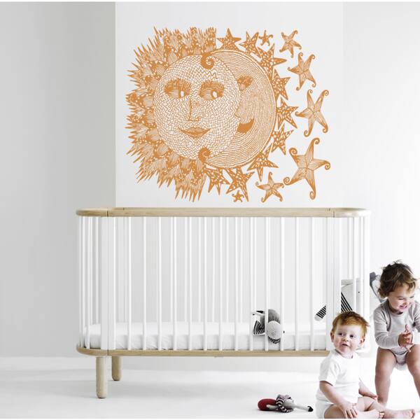 Sun Moon Stars Wall Art Sticker Decal Orange - Bed Bath & Beyond - 11762175