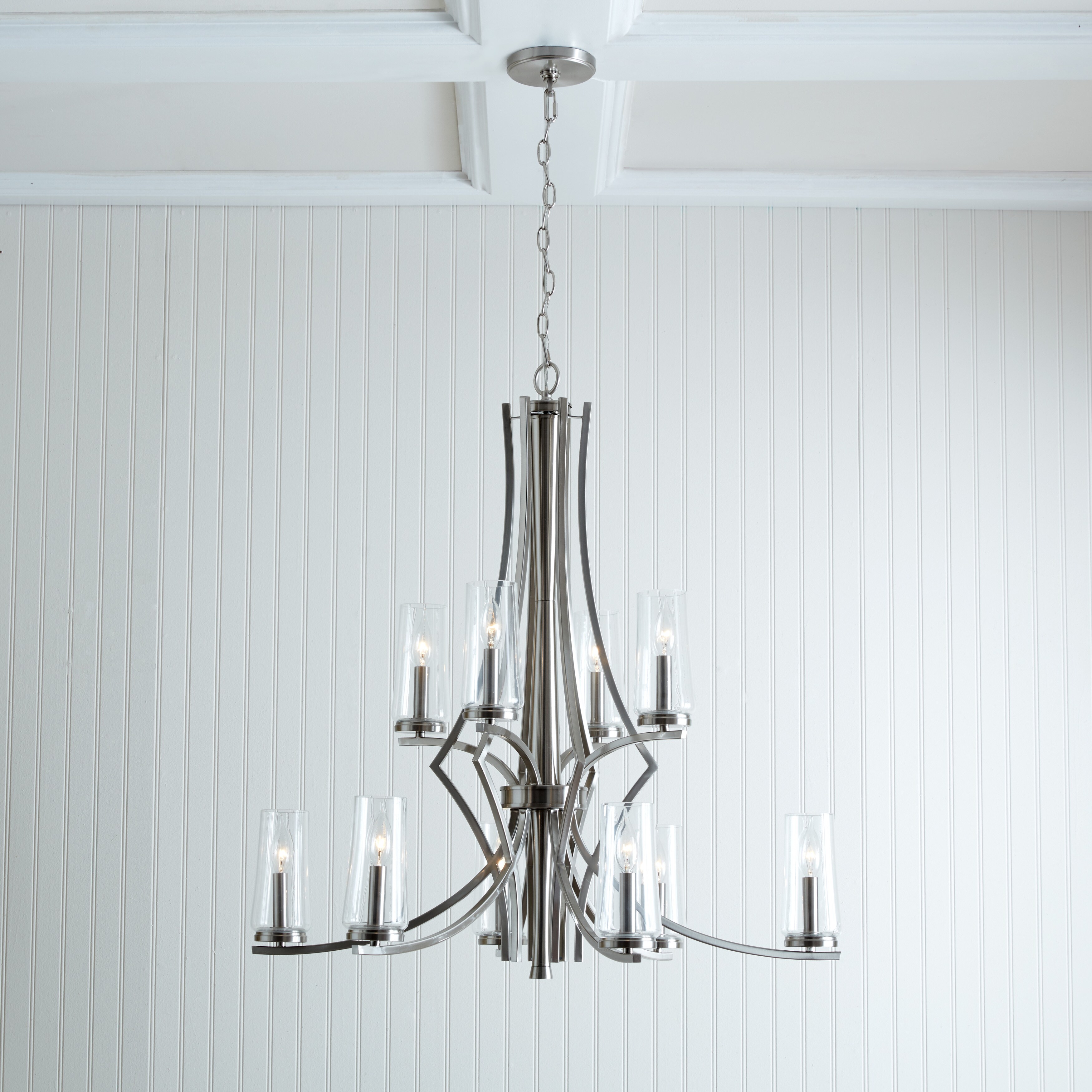 Stella 10-light Brushed Nickel Chandelier - Brushed Nickel - Chandeliers For Bedrooms by Overstock.com