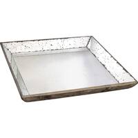 A&B Home Silver Wood with Mirror Inlay Tray