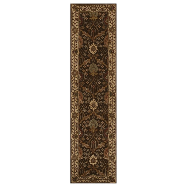 Hand-tufted Wool Brown Traditional Oriental Morris Rug - 2'6" x 10'
