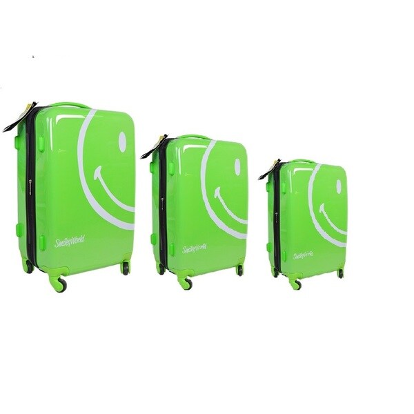 bright green luggage