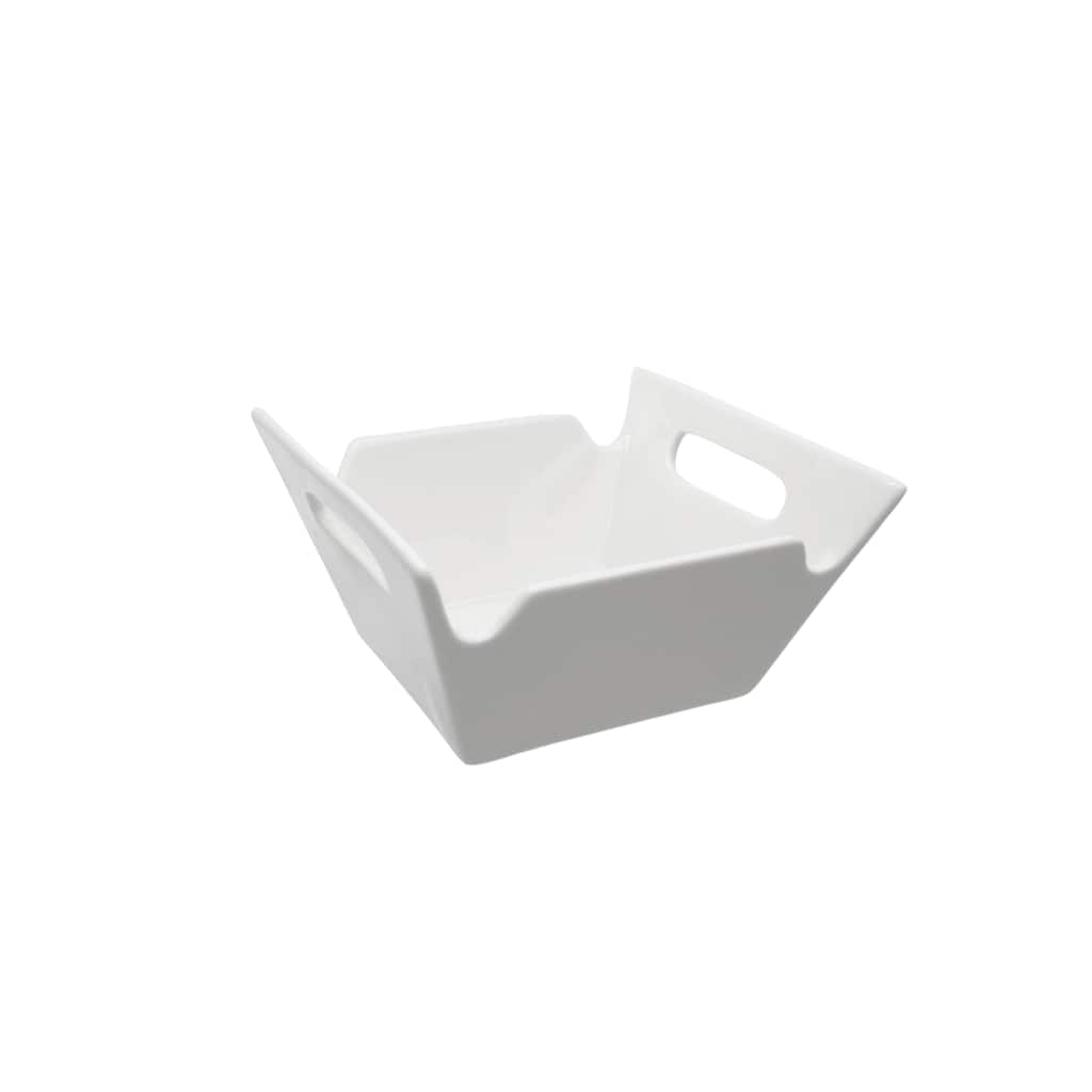 10 Strawberry Street Whittier Set Of 6 White Porcelain 4-inch Square Handled Bowls