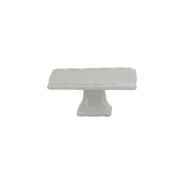 Large White Square Pedestal Cake Stand New