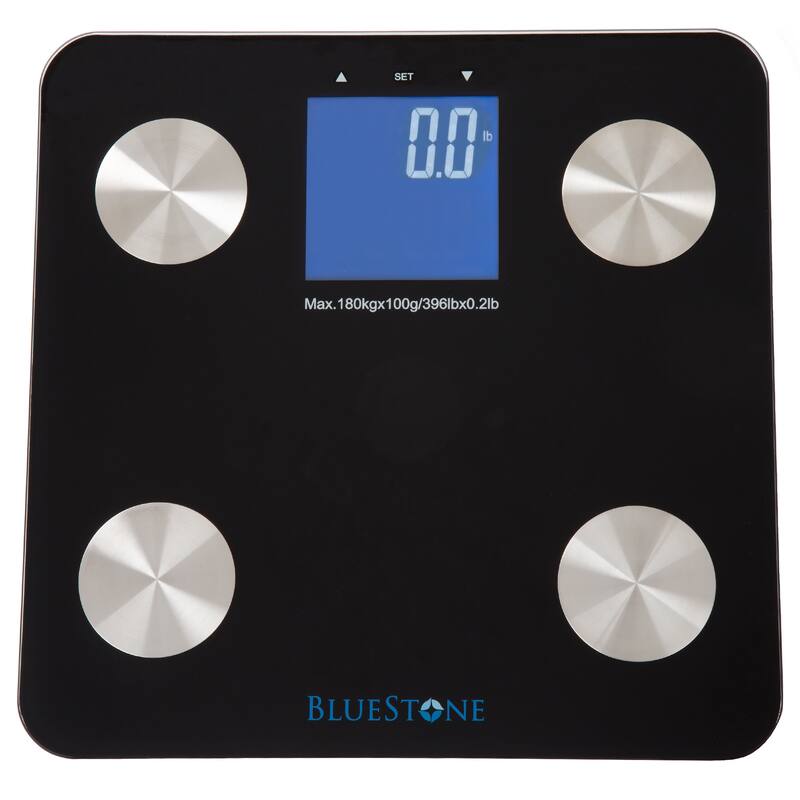 Digital Scale for Body Weight - Battery-Operated Bathroom Accessory with Large LCD Display by Bluestone (Black)