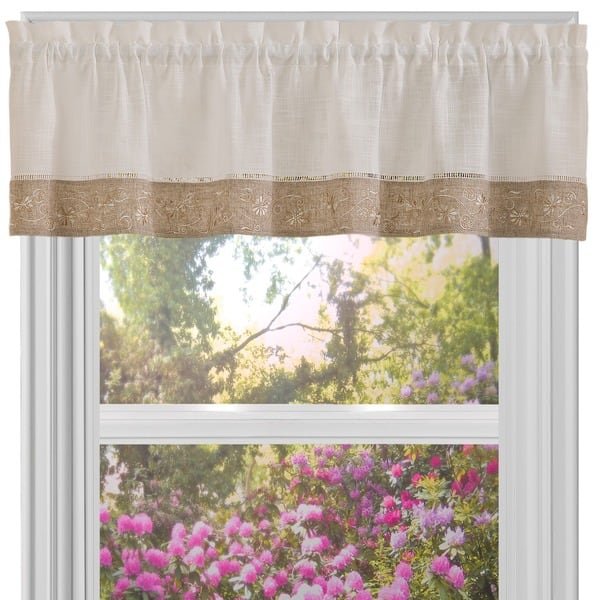 slide 1 of 2, Achim Oakwood Window Curtain Valance Natural
