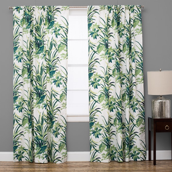 Shop Bermuda Cotton Palm Leaf Green Curtain Panel - On Sale - Free ...