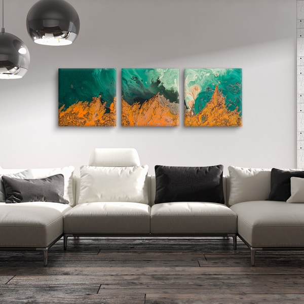 L. Dawning Scott 'Out of the Depths' 24-inch x 72-inch Triptych Canvas ...
