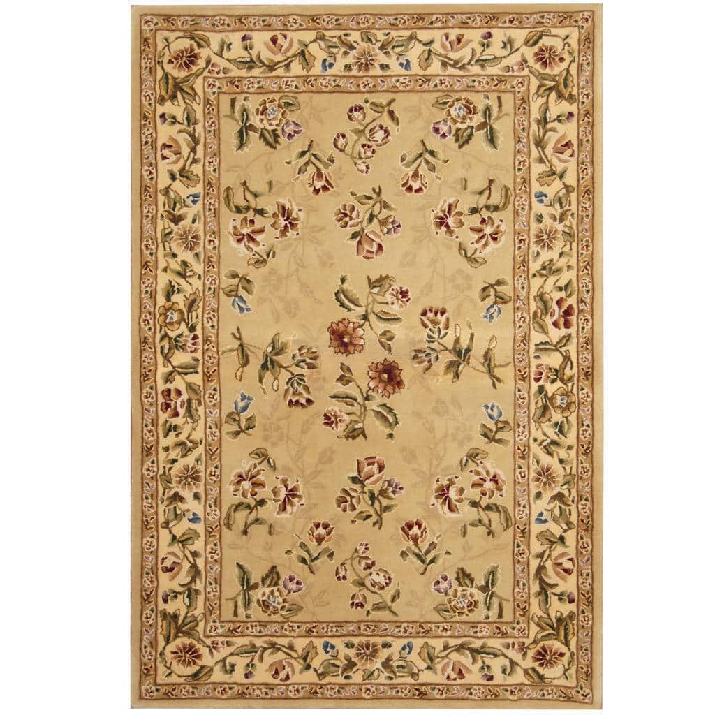 Handmade Herat Oriental Indo Tibetan Light Green/ Ivory Wool Rug (India) - 3'9 x 5'9