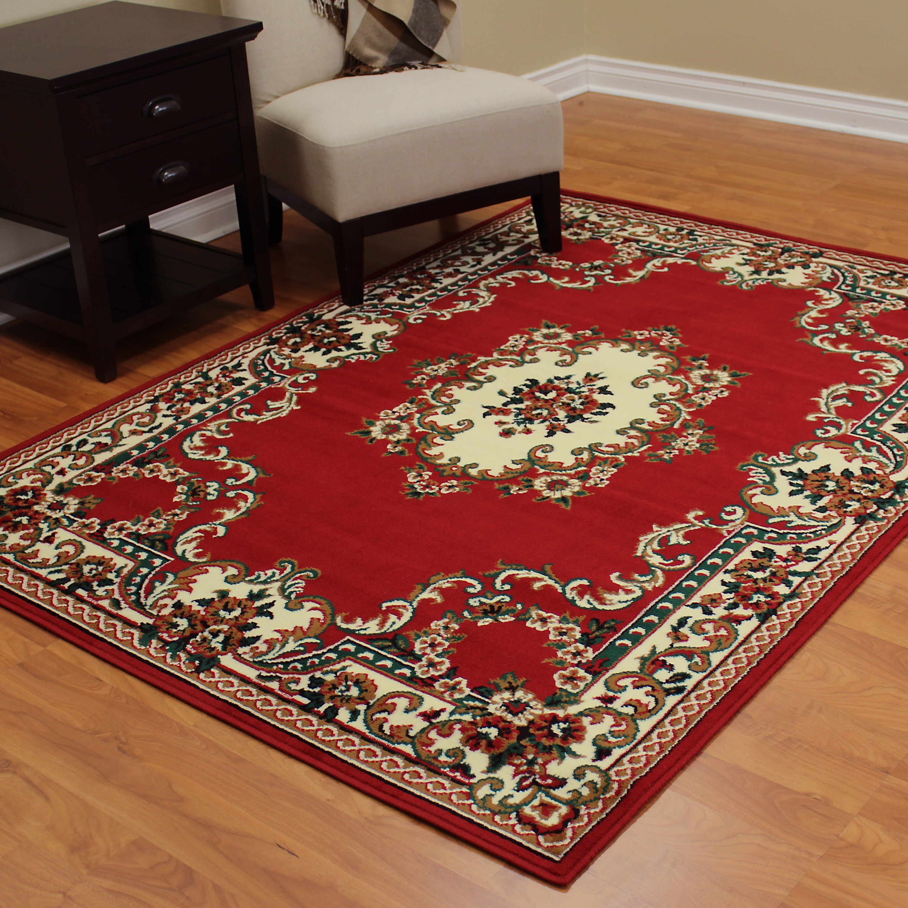 TajMahal Red Polypropylene Oriental Area Rug (5'x7') - 5' x 7