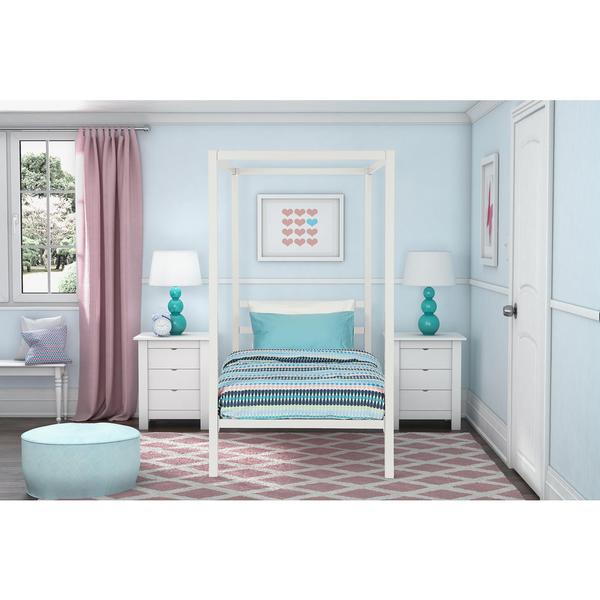 DHP Modern White Metal Twin Canopy Bed