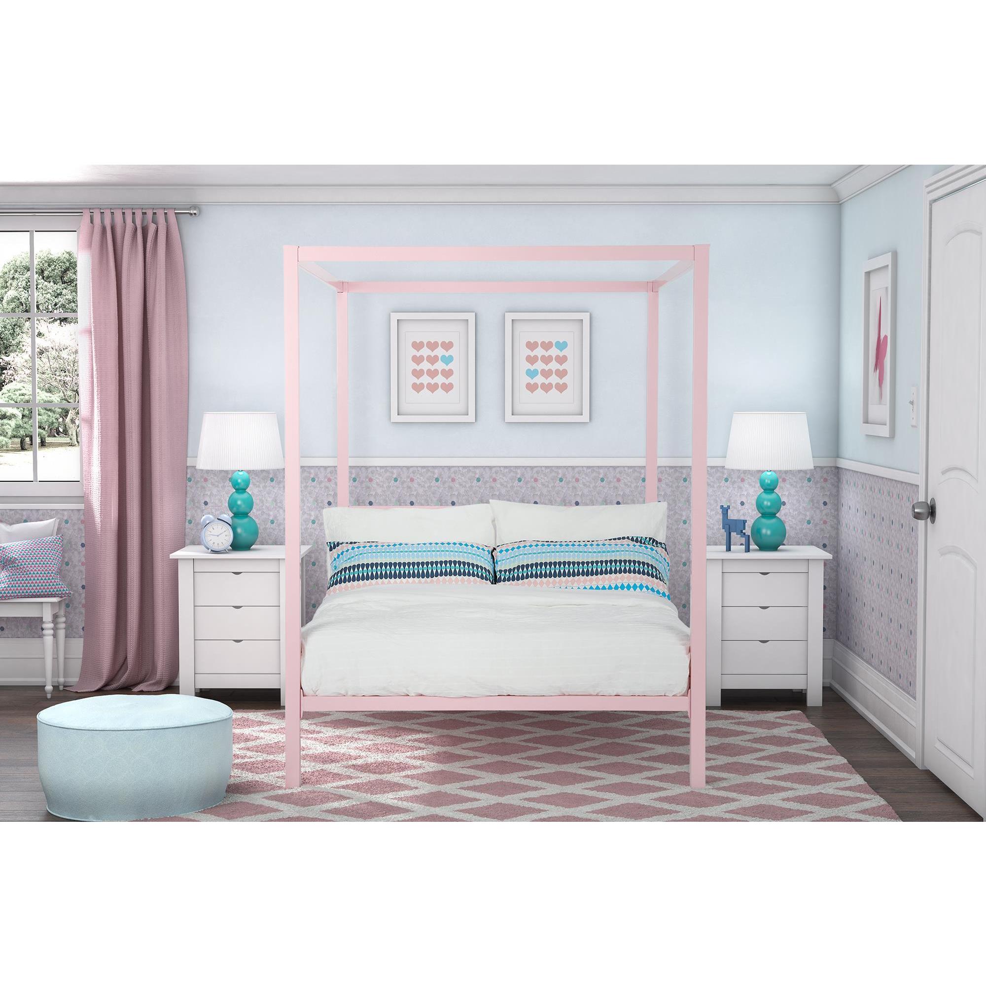 Dhp Modern Pink Metal Full Canopy Bed Free Shipping On Orders Dhp Modern Pink Metal Full Canopy Bed