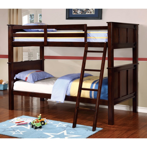 Furniture of America Jace Traditional Walnut Solid Wood Bunk Bed