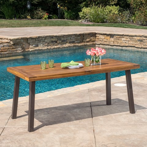 Della Outdoor Acacia Rectangular Dining Table by Christopher Knight Home
