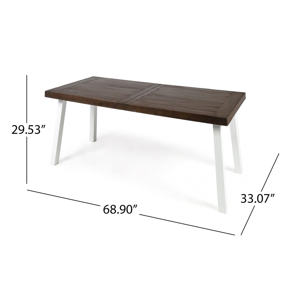 della outdoor acacia rectangular dining table by christopher knight home