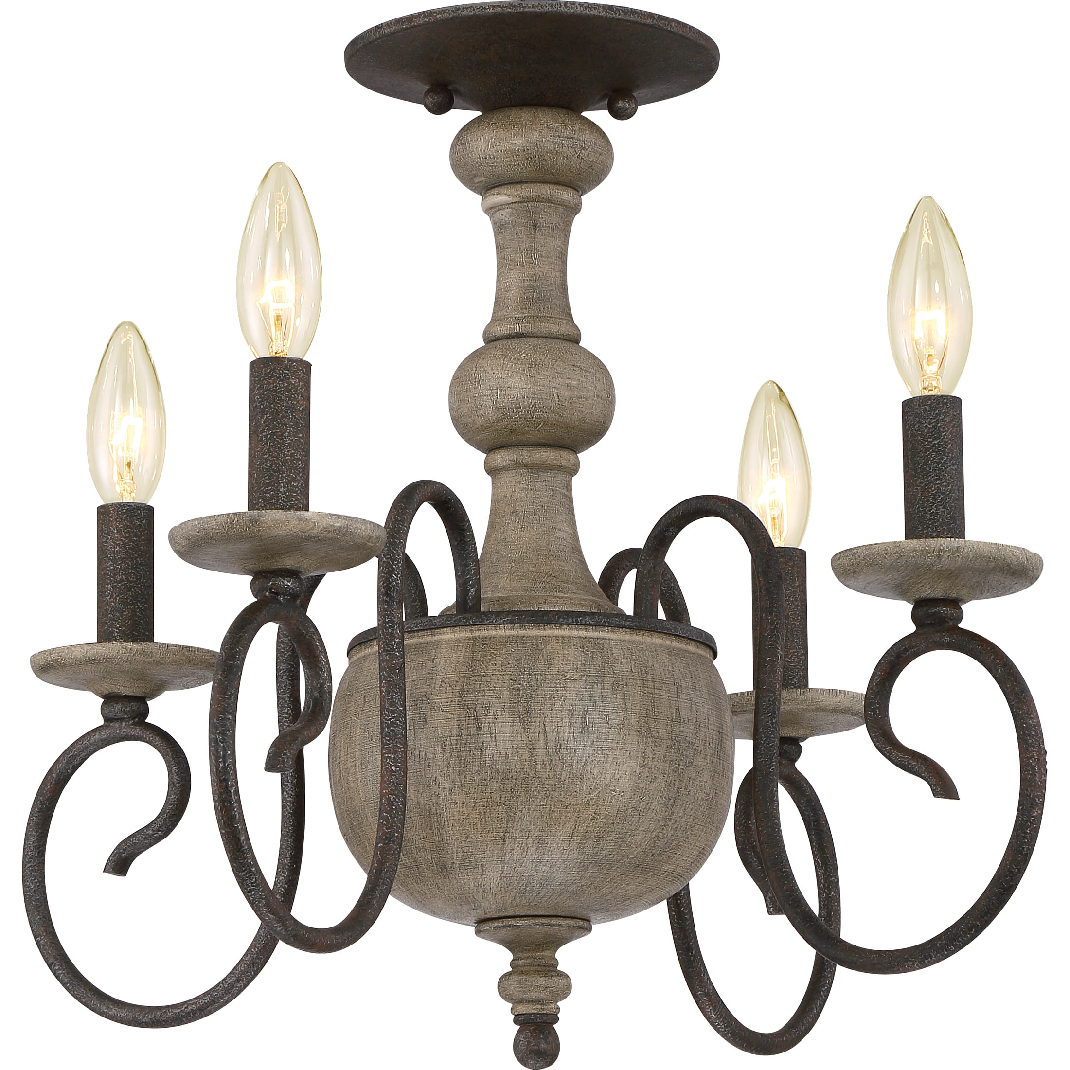 Quoizel Castile Extra-Large Semi Flush Mount Chandelier (Extra Large,Rustic Black Finish) - Chandeliers For Bedrooms by Overstock.com