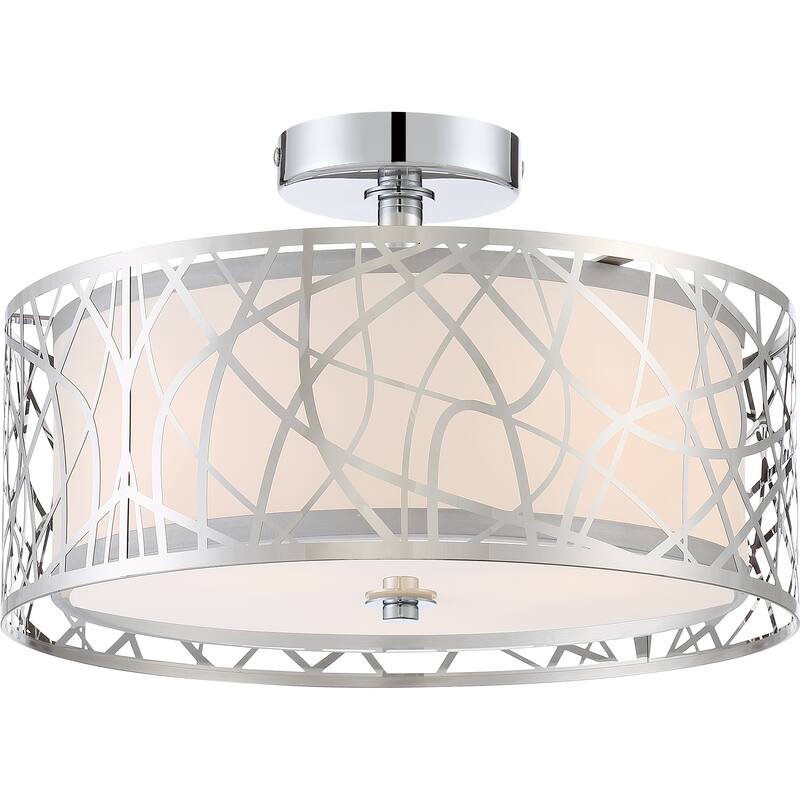 Quoizel Platinum Collection Abode Polished-Chrome Steel Medium Semi-Flush-Mount Ceiling Light - Polished Chrome