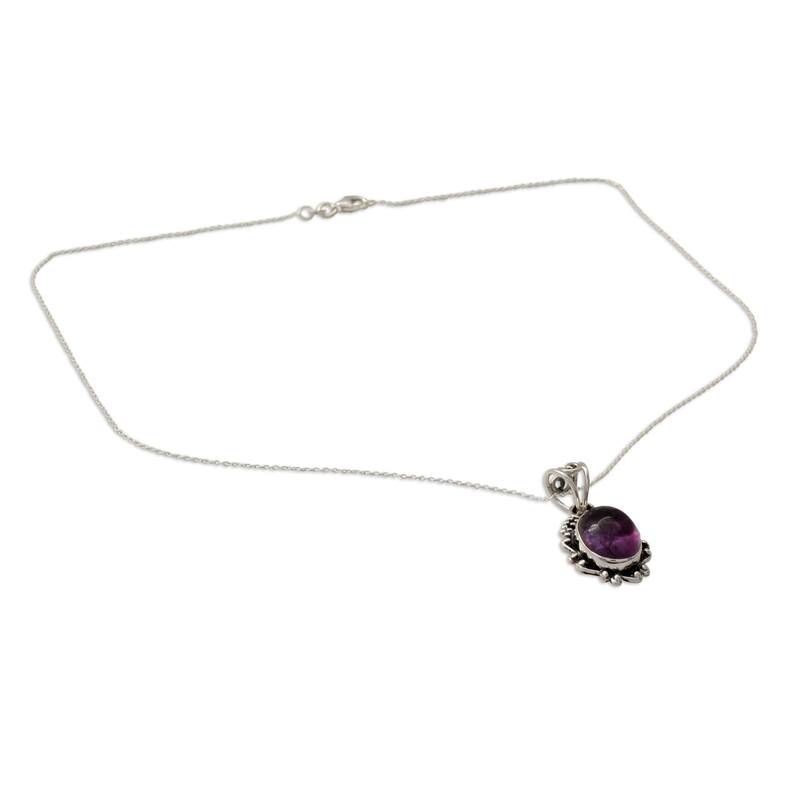 Handmade Sterling Silver 'Twilight Mist' Amethyst Necklace (India)