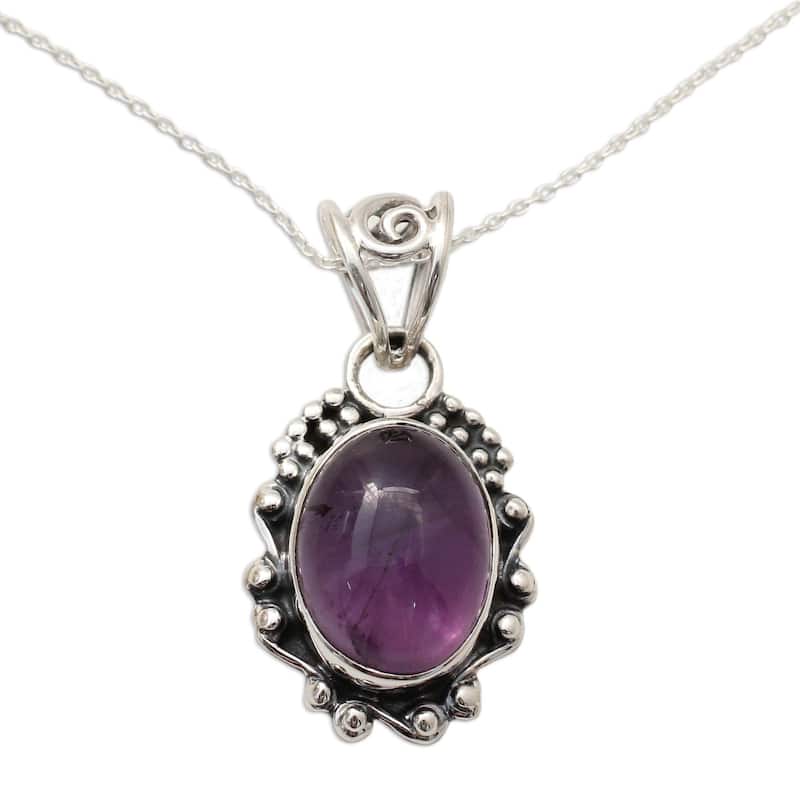 Handmade Sterling Silver 'Twilight Mist' Amethyst Necklace (India)